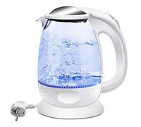 2200W Bouilloire électrique en cristal 1.7L En Avec Illumination LED丨Filtre à eau inclus丨sans BPA丨Fonction de Maintien au Chaud（Blanc）