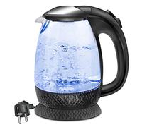 2200W Bouilloire électrique en cristal 1.7L, En Avec Illumination LED丨Filtre à eau inclus丨sans BPA丨Fonction de Maintien au Chaud（Noir）