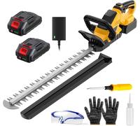 2200W Taille Haie Batterie 21V, Taille-Haie Électrique sans Fil avec 2×2000mAh Batteries, Lame Double 22'',Poignée Pivotante, Fourreau,Coupe Branche Électrique, Cisaille Haie pour Jardin et Arbustes
