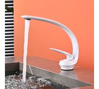 22012 Creative Arched Moon Faucet Bathroom Sink Mixer Hotel Tap Bubble Flow Ceramic Valve Core Water Saving Design Elegant White Finish
