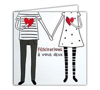 22044 Carte Carrée Rouge Brillant Félicitations à vous deux Couple Emménagement Pacs Mariage Fiançailles Annonce Grossesse Naissance Bébé