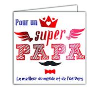 22075 Carte Rouge Brillante Pour un Super PAPA Le meilleur du monde et de l'univers Pour toutes occasions Anniversaires Fête des Pères Naissance Parents Avec Enveloppe Blanche format 12x17,5cm
