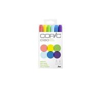 COPIC – Set de marqueurs Ciao « Brights » – 6 marqueurs Twin, pointe moyenne et Brush
