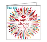 22076 Carte Rouge Brillante Pour une Super MAMAN au top Pour toutes occasions Anniversaires Fête des Mères Naissance Devenir Parents Avec Enveloppe Blanche format 12x17,5cm