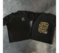220g Pure Cotton Short Sleeved Single-Sided Printed T-Shirt, A blue butterfly with a quote on it that says, "Then you would not you won't bow busitangs is feu.", Retro Hip-Hop Style, Stree Composition