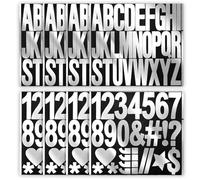 220pcs 8 Feuilles Autocollants Lettres et Chiffres, 7,5cm Autocollants en Forme de Lettres en Vinyle Lettres Adhésives pour Travaux Manuels Scrapbooking Affiches Fenêtres (Argent)