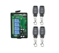220V 230V 4CH Télécommande Sans Fil Commutateur de Contrôle Relais de Contrôle 433MHz 4 Canaux avec 4 Émetteurs Récepteur Universel Portes de Garage Fenêtres Moteur AC 110V 250