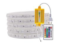 220V Bande LED, 5050 SMD 60Leds/m Multicolore RGB Ruban LED Avec 24 touches Télécommande, IP65 Waterproof Flexible Magic Dream Couleur Silicone Néon Cordon Lumineux pour Fête Décor Noël (3m)