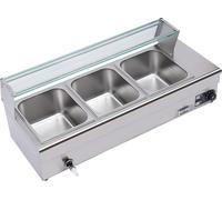 220V Chauffe-aliments Chafing Dish Récipient chauffant Acier inoxydable Chauffe-buffet Chauffe-plats électrique avec panneau en verre trempé
