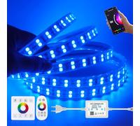 220V Ruban LED, 120 LEDs/m 5050 RGB Dimmable LED Bande Lumineuse Light Strip avec 750W WIFI Bluetooth toucher télécommande panneau tactile contrôleur pour Décoration intérieure et extérieure