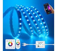 220V Ruban Led, 60 Leds/m 5050 RGB Bande Etanche IP67 Bandeau Lumineuse Light Strip avec 750w 3 touches wifi Bluetooth touch télécommande PANNEAU TACTILE pour Salon Chambre Bar DIY Fête.