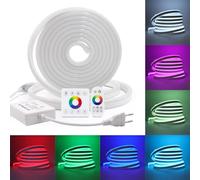 220V Ruban LED Néon 5050 RGB Lumière de Bande, IP67 Étanche flexible Neon Lampe Avec Télécommande tactile et panneau tactile pour décoration intérieure et extérieure.