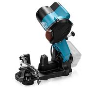220W Affûteuse de Chaîne de Tronçonneuse Èlectrique 6500RPM avec LED, Meule Ø10cm, Affûteur de Scie Compatible avec Batterie Makita
