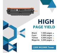 220X 220A Toner Avec Puce Pour Hp 220X Kit De Toner Compatible Avec Color Laserjet Pro Mfp 4302Dw 4302Fdw 4202Dw 4202Dn 4302Fdn (Lot De 4 : W2200X W2201X W2202X W2203X,Noir Cyan Jaune Magenta)