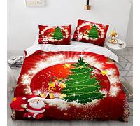 220X240Cm Housse De Couette 240 X 220 avec 2 Taies d'oreiller 65X65Cm Pas De Repassage Noel Housse De Couette 3D Polyester Coton