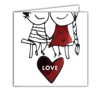 22117 Carte Love Cœur Rouge Brillant Je t'aime Saint Valentin 14 février Félicitations Vie à 2 PACS Fiançailles Mariage Couple Amoureux main dans la main Avec Enveloppe 15x15cm Fabrication Française