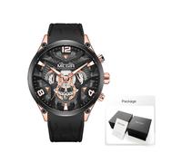 (2222-Rose Black) Montre de sport MEGIR vert olive pour homme, bracelet en silicone, étanche, chronographe,