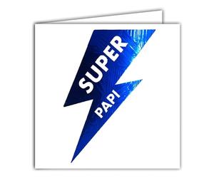 22251 Carte carrée pour un Super PAPI PAPY BON-PAPA GRAND-PÈRE PÉPÉ Éclair Rock Bleu Brillant - Avec Enveloppe blanche 15x15cm Anniversaire ou Fête - Création Édition Impression Fabrication Française