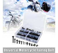 223pcs Kit de Boulon Vis Carénage Moto Écrou Clip Fixation Rivet Pare-brise Carrosserie Bulle Moto Noir