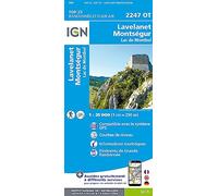 IGN Carte topographique 2247OT Lavelanet, Montségur, Lac de Montbel 1:25 000 recto