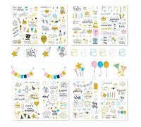 225 motifs de livre d'or d'anniversaire, autocollants en vinyle imperméables pour anniversaire, cartes d'anniversaire et album photo, autocollants d'anniversaire conçus avec amour comme décoration