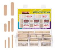 225 Pièces Bâton De Bois Rond Cheville À Artisanat Chevilles Broches Tiges 6/8/10mm Raccord Meubles Goupille Facile À Utiliser Outil Travail Du