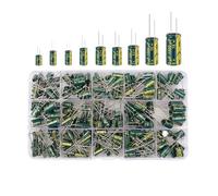 225Pcs/Box 15Values Aluminum Electrolytic Capacitor Kit 16V-50V 1uF-470uF Assorted Kit High Frequency Low 105℃ Storage Box AUOQKQUT