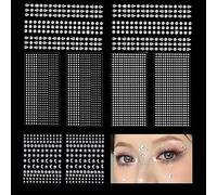2260 Pièces Strass Autocollantes pour le Visage - Pierres Scintillantes Argentées - Pierres Décoratives Autocollantes pour le Visage et les Ongles - Artisanat