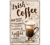 2268 Plaque décorative rétro en tôle pour café, bar, bistro, restaurant (20 x 30 cm, Irish Coffee - sucre brun, whisky, café, crème 20 x 30 cm)