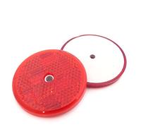 227s - Deux catadioptres ronds agréés ECE - caravane/remorque/poteau - fixation par vis - rouge - 50 mm