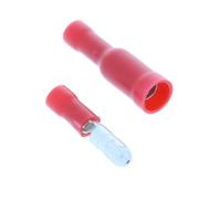 227s Lot de 100 cosses à sertir isolées pour câblage électrique et audio, câbles ou fils 50 femelles et 50 mâles (rouge 4 mm de diamètre (0,5 mm² à 1,5 mm²))