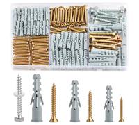 228 Pcs Cheville Beton et Vis Autotaraudeuses, Cheville Parpaing Creux et Vis Beton, Chevilles Murales, Chevilles Charge Lourde et Visser pour Fixations Plaques de Plâtre Mur de Briques