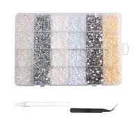 22800 Strass Ongle Nail Art, BetterJonny Strass Ongle Cristal 2/3/4/5mm Nail Art Diamants en Cristal à Dos Plat Stras pour Ongles avec Pincette et Stylo Pointeur pour Art d’Ongles, 6 Couleurs