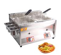 22L Double Réservoir Friteuse À Gaz, Contrôle De Température Autonome, Puissance De Feu Réglable Professionnel Acier Inoxydable