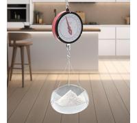22LBS Double-Sided Dial Mechanical Hanging Scale with Scoop & Chain Weight Scale Large Display Spring Dial Weight Scale，for Farm Kitchen Food Produce Shopping Weighing