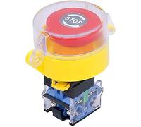 22mm 1 NC 1 NO Action de verrouillage champignon rouge interrupteur à bouton-poussoir d'arrêt d'urgence 10A 440V ajouter couvercle de Protection interrupteur industriel