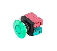 22mm 10A Momentary Mushroom Actuator LED Switch Metal Self-locking Emergency Stop Block Termianl Push Button Switch NWPNLXEA(Green LED,MOMENTARY_1NC)