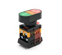 22mm 380V 220V AC ON/OFF START STOP 1NO 1NC 2 Buttons 22N Momentary Double Head Push Button Switch With LED Yellow Lamp 24V NWPNLXEA(380V)