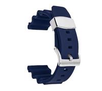 22mm adapté for Seiko Prospex SKX007 thon Sumo tortue anneau en métal Bracelet de montre en caoutchouc Sport de plongée Bracelet de montre de remplacement en Silicone (Color : Blue-silver buckle, Si