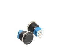 22mm Black Oxide Ring with Light Metal Button Self-locking Switch, Can Do Two Color Three Color NWPNLXEA(Blue-01,22MM_12-24V)