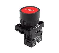 22mm bouton de réinitialisation automatique interrupteur bouton d'arrêt de démarrage avec le symbole de flèche XB2 plat tactile 1NC/1NO série de boutons de commutation contacteur (Color : Red-stop)