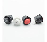 22mm Diameter Small Round Boat Rocker Switches Mini Black White Red 2 Pins ON-OFF Switch 5Pcs(5pcs red 2p)