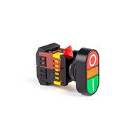 22mm Double Position Button Start-Stop Double Button Illuminated Push Button Switch with lamp 24/220/380V Control Button 2PCS (Color : APBB-22X25N, Size : 220V)