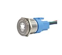 22MM Flat Head Metal Push Button Switch 1NO1NC Latching/Momentary Underwater Lights Symbol Illuminate Metal Push Button NWPNLXEA(Red LED Harness,12V-24V)