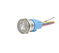 22MM Flat Head Metal Push Button Switch 1NO1NC Latching/Momentary with Music Symbol Illuminate Metal Push Button NWPNLXEA(Red LED Harness,22MM_3V-9V)