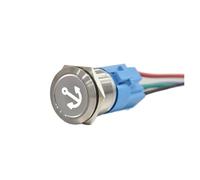 22MM Flat Round Head Metal Push Button Switch 1NO1NC with Anchor Symbol Illuminate Push Button Latching/Momentary NWPNLXEA(Red LED Harness,22MM_12V-24V)