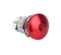 22mm IP67 Aluminum Oxidation Mushroom head Momentary Self locking Dot LED Metal Push Button Emergency Stop Switch NWPNLXEA(MOMENTARY_3V)