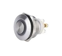 22mm IP67 High Flush Round Head Momentary 1NO Metal Push Button Switch 3V 5V 12V 24V 220V NWPNLXEA(Flat Head,BRASS NICKEL_220V)