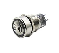 22mm IP67 Ultrashort Flash LED Alarm Indicator Light Signal Lamp Flashmetal Buzzer 12V 24V 220V Intermittent sound Waterproor NWPNLXEA(Green,12V)