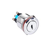 22mm Key Double Removed Switch 1NO1NC Chrome Latching Self-locking IP67 IK08 Electronic Car Push Button Switch NWPNLXEA(1 UK,2 Position)